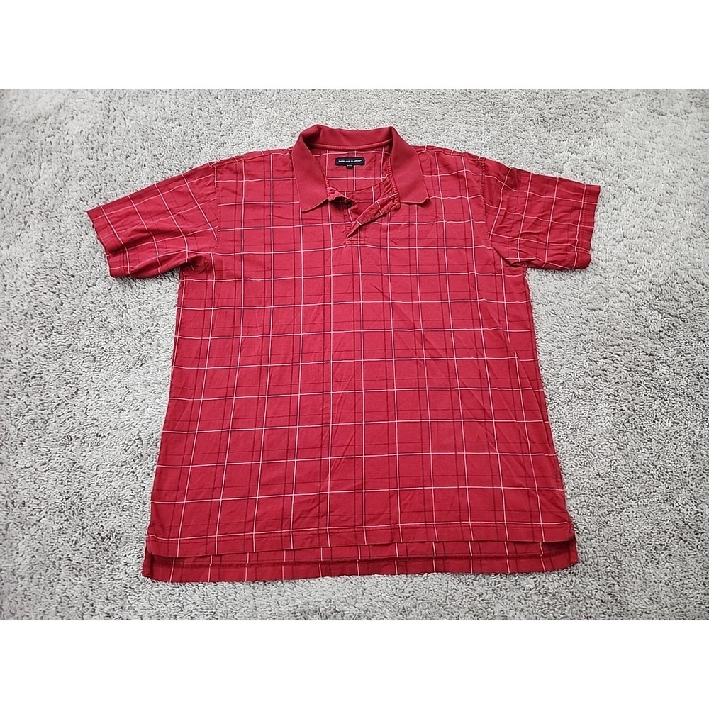 Cambridge Classics Polo Shirt Mens XL Red Plaid Short Sleeve Retro Classic
